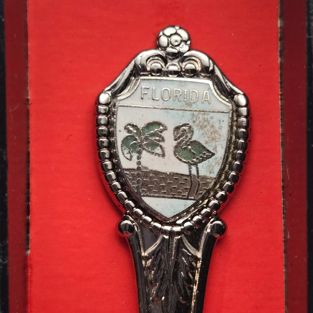 Vintage Florida Souvenir Collector Spoon‎ Set of 5 Cocoa Beach Sarasota Daytona